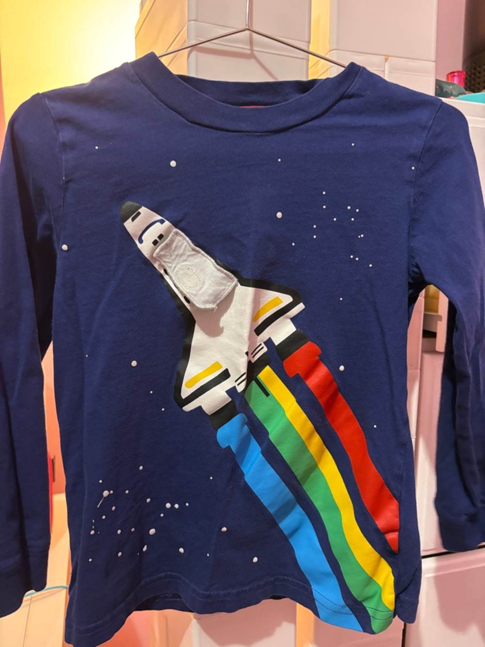 Carter's Navy Long-Sleeve Tee with Space Shuttle and Rainbow Trail